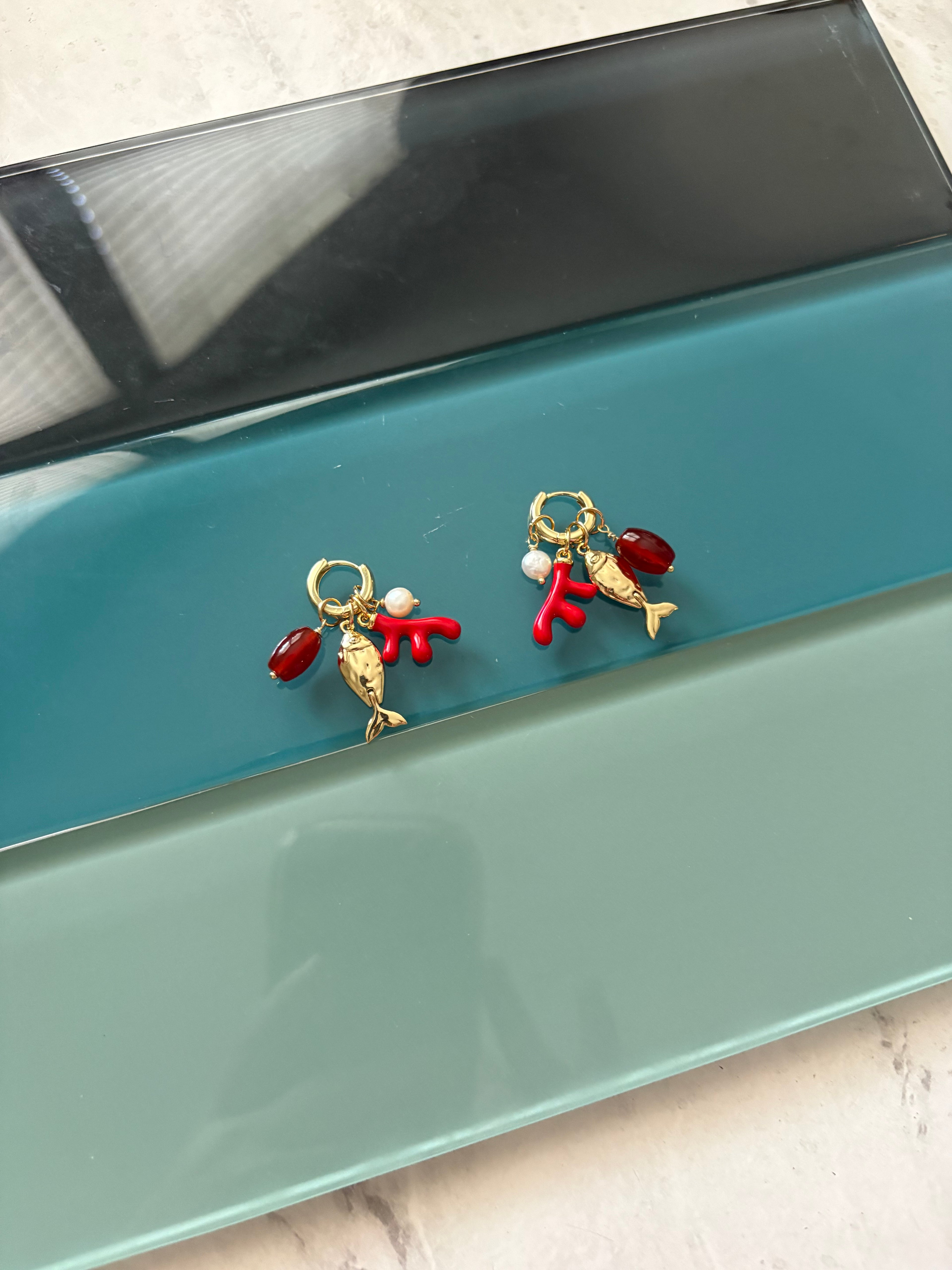 coral cluster earrings