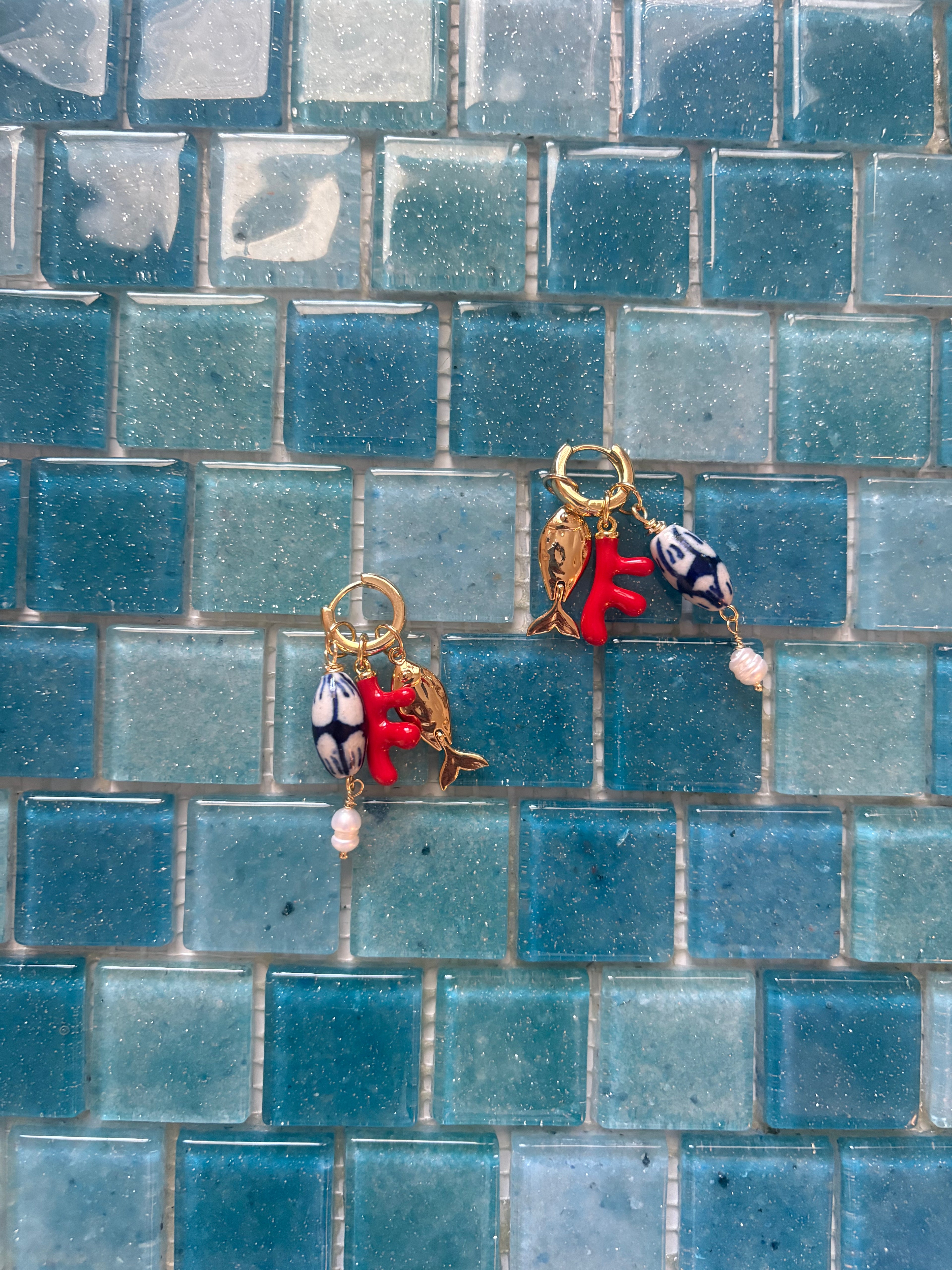 coral cluster earrings