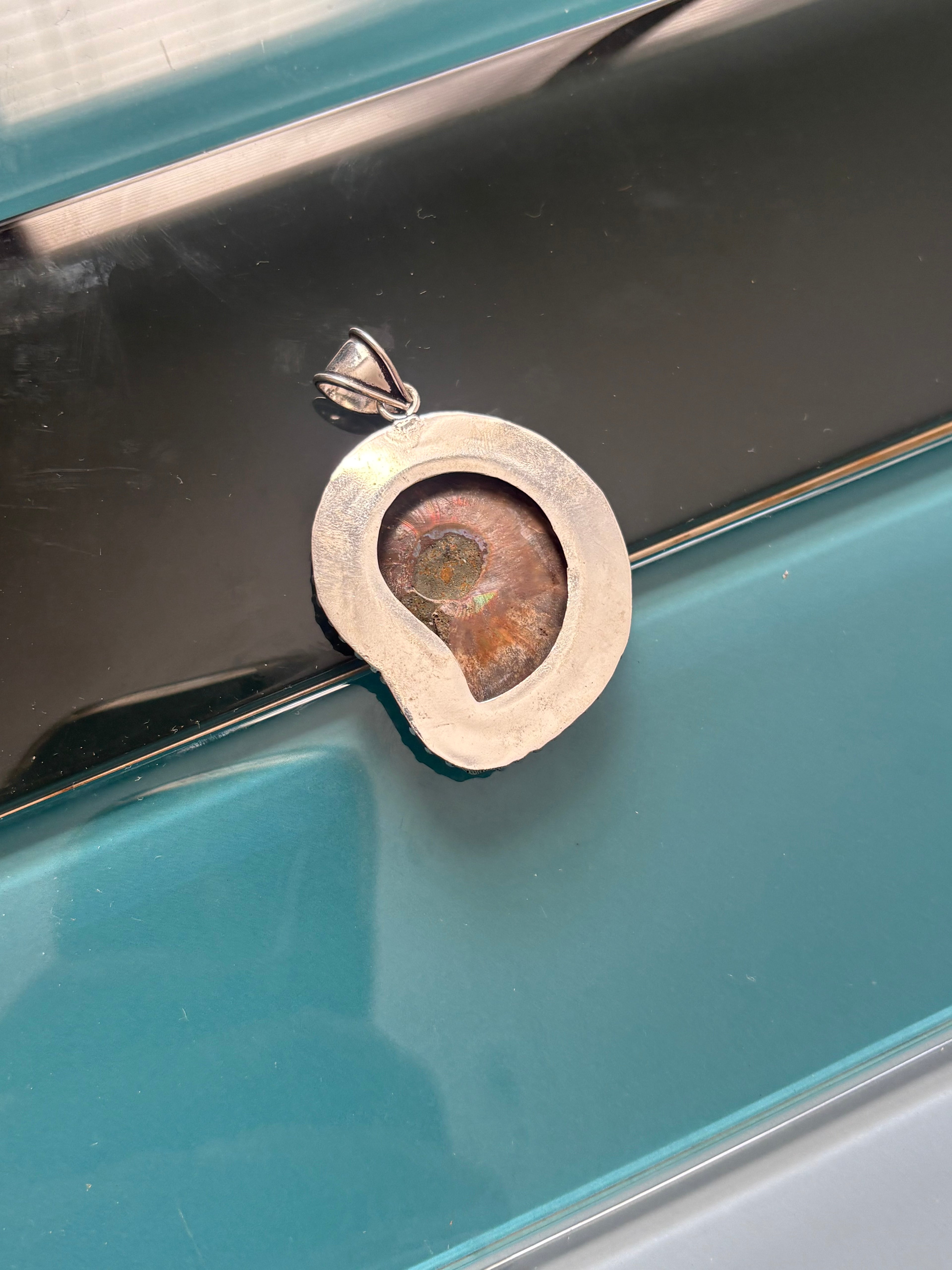 .925 ammonite fossil pendant