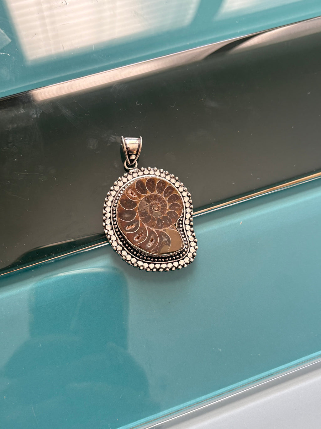 .925 ammonite fossil pendant